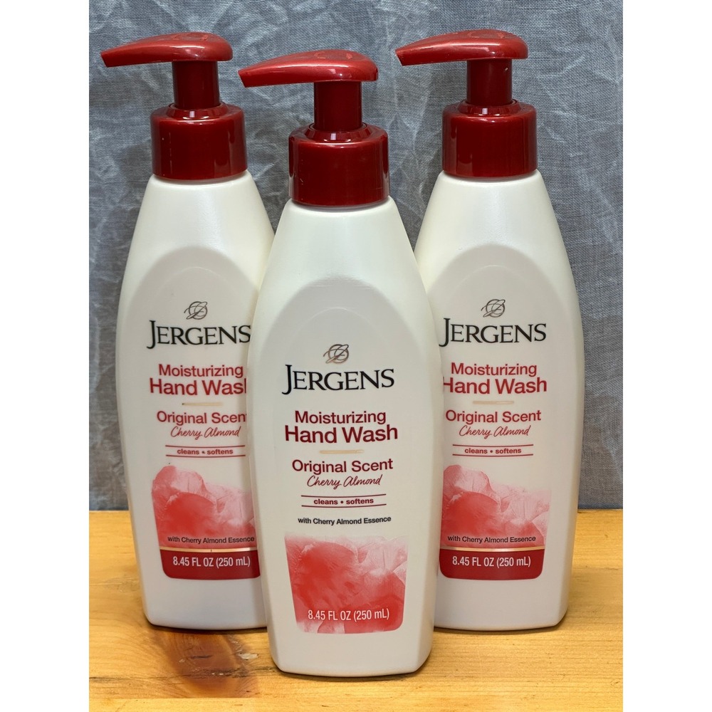 3 Pack Jergens Original Cherry Almond Moisturizing Hand Wash Soap Pump 8.45 oz